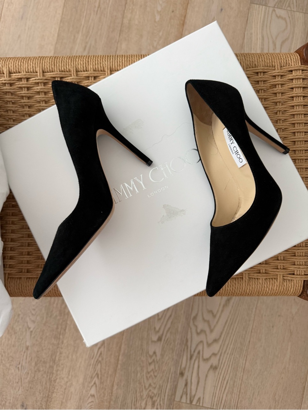 Jimmy Choo Black Suede Pointed Toe Stilettos Abel 100mm